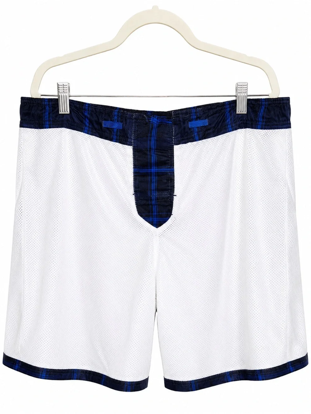 OP Men's Navy & Royal Blue Plaid Swim Trunks